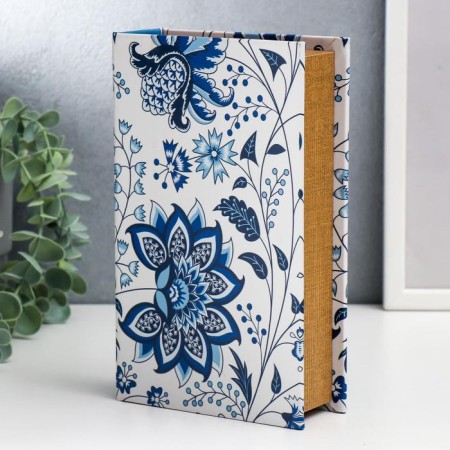Safe-book wood to the leatherette "Fairytale blue flowers" 21x13x5 cm-1