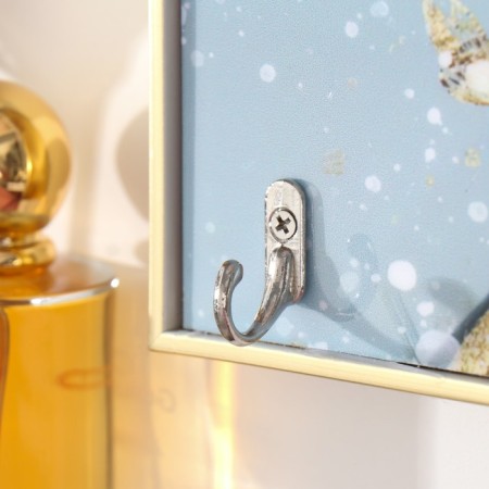 Klyuchnitsa Plastic, MDF 3 hooks "delicate rose" rhinestones, gold 18.5x1.8x23.5 cm-2