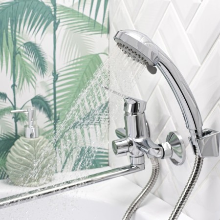 BUNNE BOOOU B8290-18F bathtub, two-wound, shower watering can and hose, chrome-3
