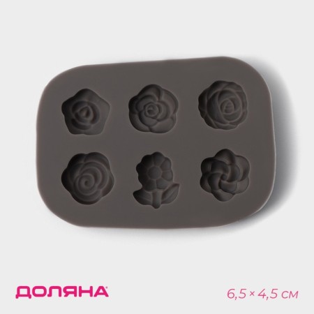 Mold Dolyana "Rose", silicone, 6.5 × 4.5 × 0.9 cm, color gray color