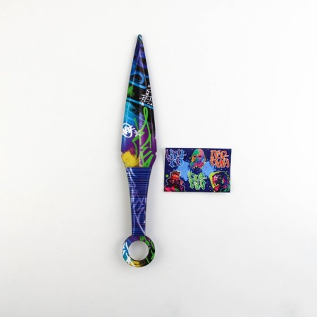Wooden weapons, children's souvenir “graffiti”, Kunai knife, with stickers, 26 x 4 cm-1