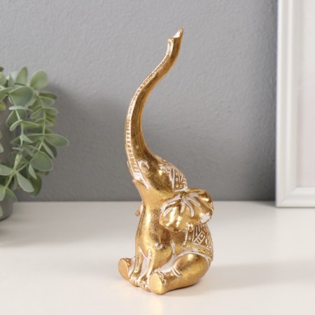 Souvenir Polystone "Elephant. Indian patterns" gold 7x6.5x19 cm