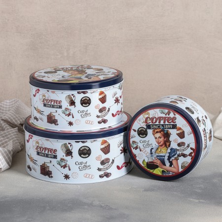 A set of cans for bulk products Coffee, 20 × 9/16.5 × 8/13.5 × 7 cm, 3 pcs