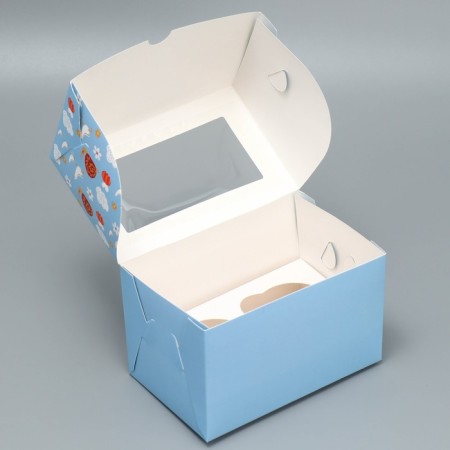 Capcake box, confectionery packaging with a window, 2 cells, “for the best educator”, 16 x 10 x 10 cm-1