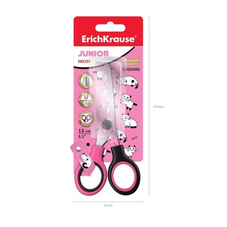 Baby scissors 13 cm, Erichkrause Junior Decor Cats, with print on blades-4