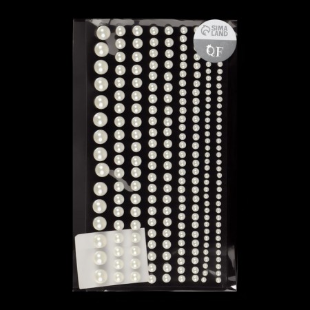 Pearl rhinestones for nail decor, on a glue base, d = 3/4/5/6/8 mm, white color-4