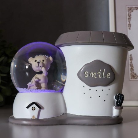 Souvenir Polystone Water Ball Light/For the hands "Bear and House" MIX 12x8x17 cm-8