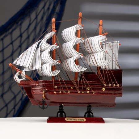 Souvenir Small Small Vincelot, sides red tree, white sails, 4 × 20 × 20 cm-7