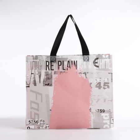 Bag without fastening, gray/pink color-1
