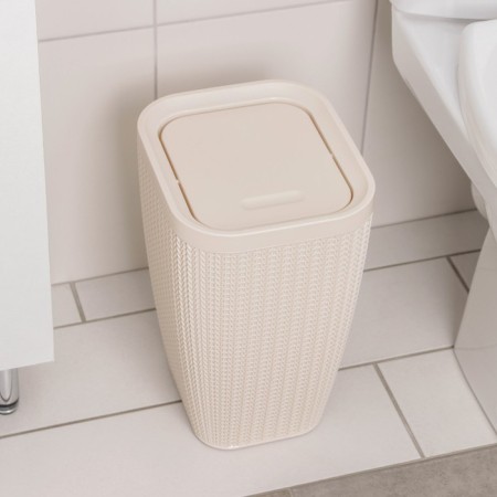 Garbage container "knitted weaving", 10 l, beige color-1
