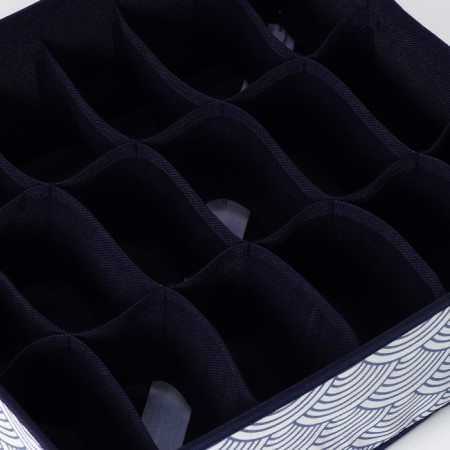 Organizer for storing linen of the Dolyan "Wave", 18 cells, 35 × 30 × 12 cm, blue color blue-2