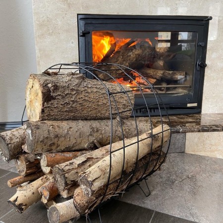 Basket for firewood, 40 × 26.5 × 41.5 cm, metal, black-1