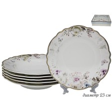A set of deep plates of Lenardi “Chrysanthemums”, D = 23 cm, 6 pcs