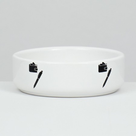 Ceramic bowl for rodents "black and white" 80 ml 8.5 x 3 cm-2