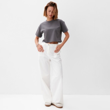 T-shirt shortened female Minaku Oversize Fit: Graphite Color, Rr. 46-1