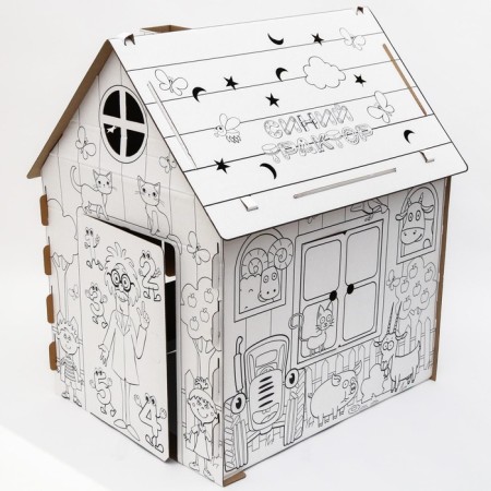 Set for creativity "House-coloring: Blue Tractor", house from cardboard-4