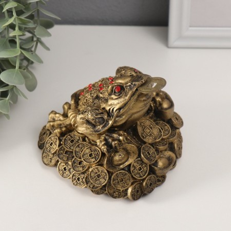 NECSK Polystone Bronze "Cash toad on the hill of Chinese coins" 10x11.5x12.5 cm-1