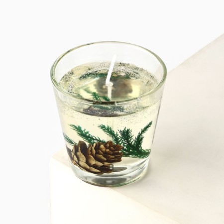 New Year's gel candle in a glass with a decor inside “New Year: spruce forest” 5 x 5 x 6 cm-4