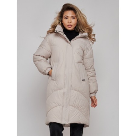 Coat insulated winter female, size 46, color light gray-4