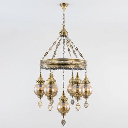 Suspended chandelier Citilux "Cairo" CL419163, 56x56x100 cm, 7x75W, e27, brown color-11