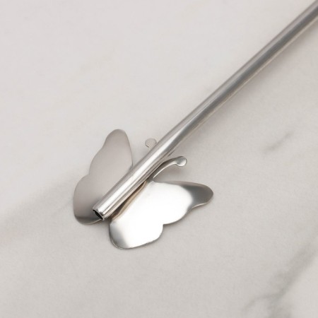 Spoon-pipe for a stainless steel cocktail “butterfly”, length 21 cm, silver color-3