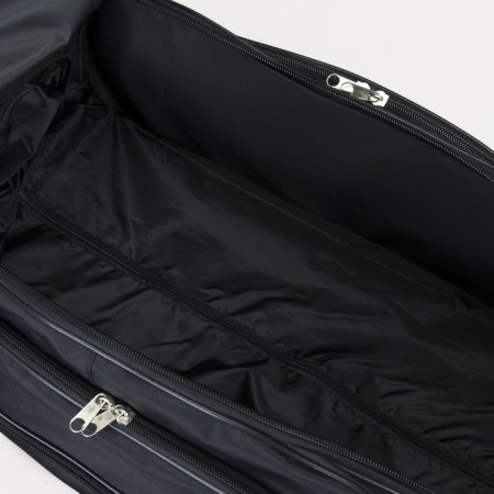 Road bag on wheels, lightning department, shoe department, 3 outer pockets, long belt, black color-5