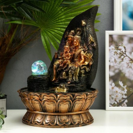 The desktop fountain from the network, the backlight "Ganesha, Shiva and Parvati" 40x27x27 cm-1