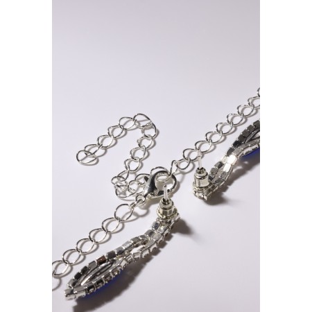 Set 2 objects: earrings, sheet of the sheetopad thin rhombus, the color is turquoise-white in silver, 45 cm-2