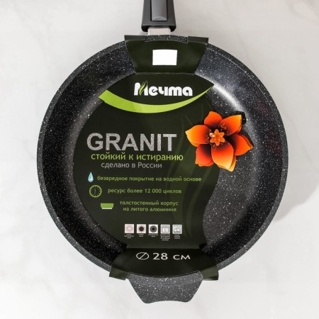 Granite pan, d = 28 cm, removable handle, anti -stick coating, gray color-8