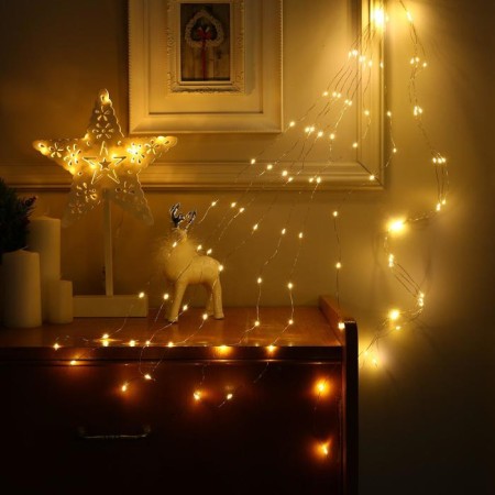 Girlynda "Horse tail" 10 threads 1 m, IP20, silver thread, 100 LED, warm white glow, 2 modes, AAH3-2