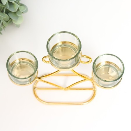 Summary metal, glass for 3 candles "turns" d-4.5 cm gold 20x5x5x13 cm-3