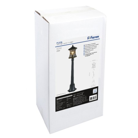 Sadovo-park lamp Feron PL526, IP44, E27, 60 W, 200x200x1022 mm, black color-1