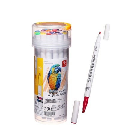 A set of markers, 24 colors, bilateral, bullet and mowing tips