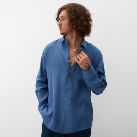 Men's shirt with long sleeve MIST R.54, blue-4