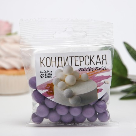 Sprinking confectionery in color glaze "Lilac", 12-13 mm, 50 g-1