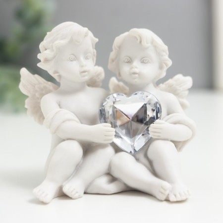 Souvenir Polystone "Angels with Crystal Heart" 6.5x7.5x5 cm mix-2