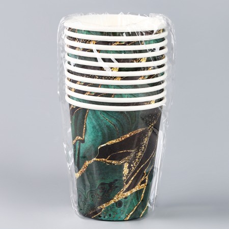 A single -single -paper glass of "marble", an emerald, 250 ml-4