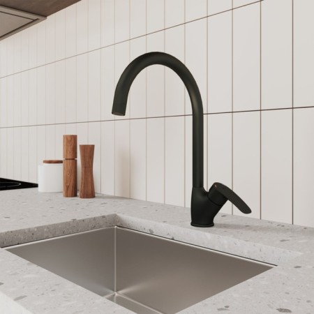 MILARDO RORA RORBL0JM05 kitchen mixer, 222 mm pouring, black matte-1
