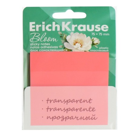 Block with a sticky edge plastic 75x75 mm, Erichkrause "Pastel Bloom", 50 sheets, mix-3
