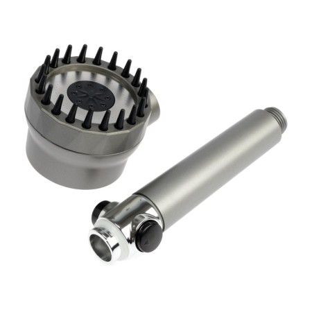 Shower watering can Zein Z3550, D = 80 mm, 3 modes, with massage cloves, button "Stop", graphite-8