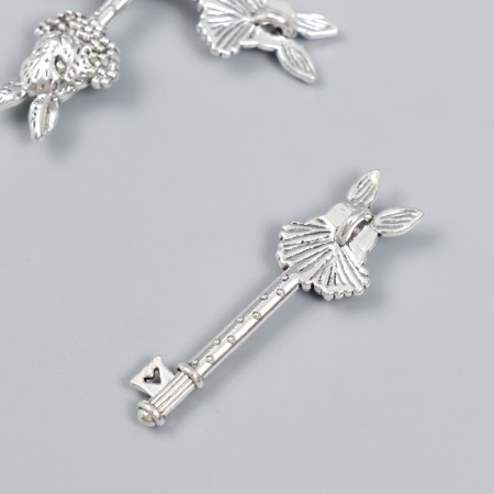 Decor for creativity Metal "Key with the head of a hare" silver 4.8x1.5 cm-1