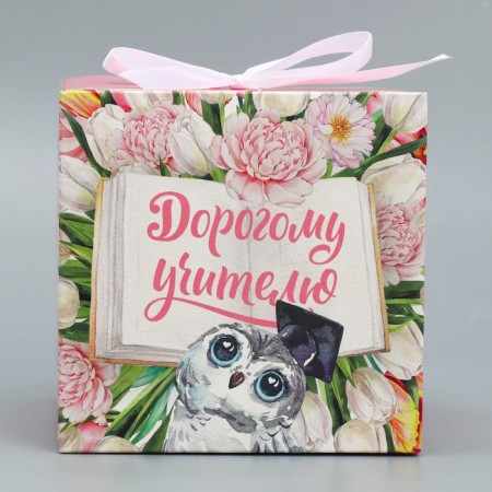 Gift folding box, packaging, “teacher”, 12 x 12 x 12 cm-2