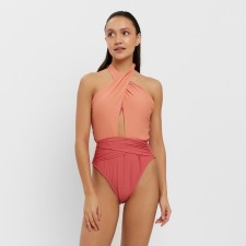 Swimsuit female adhesive minku orange color, size 44