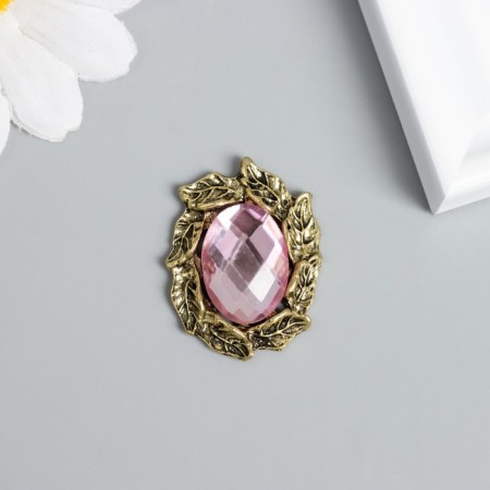 Decor for creativity Metal "Rhubes in the leaves" pink 3x2.3 cm