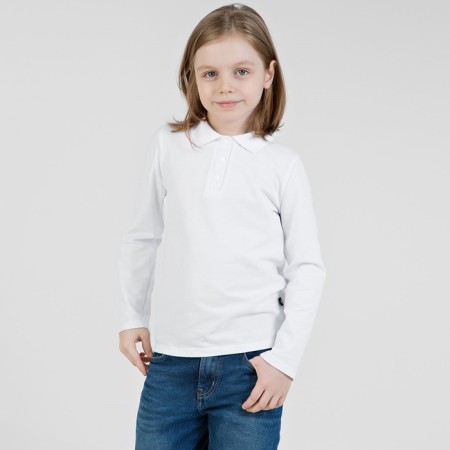 Longsliv-Polo for boys, height 128 cm, white color
