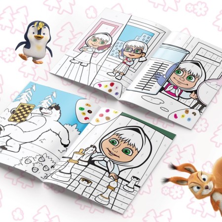 Coloring by numbers, 16 pages, A4, "Masha and the Bear"-3