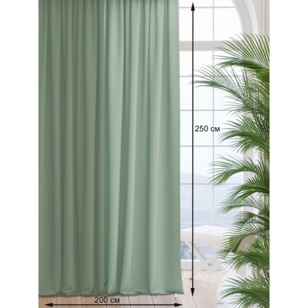Set of curtains "Canvas", size 200x260 cm, 2 pcs, color gray-grinding, dusty menthol-2