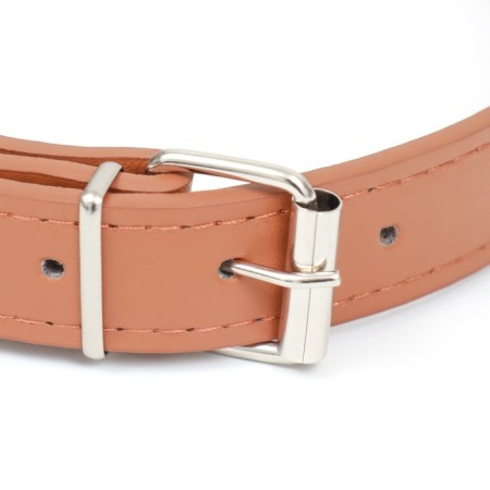 A collar of artificial leather with a wool for engraving 52 x 2.5 cm, Osh 35-45 cm, brown-2