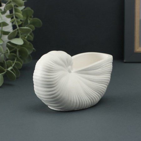 Gypsum vase decorative table "shell", for flowers, dried flowers, 8 × 13x7cm, white-2