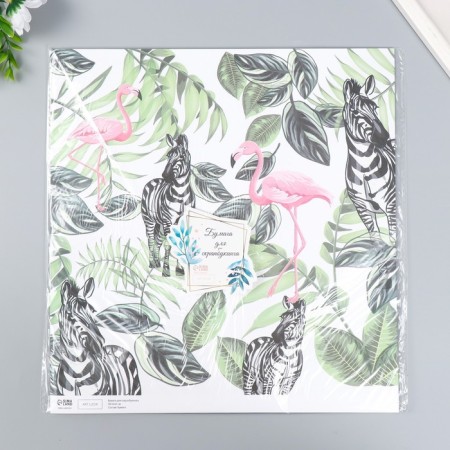 Scrapbooking paper bilateral "parrots, flamingos and zebra" density 180 g 30.5x32 cm-5